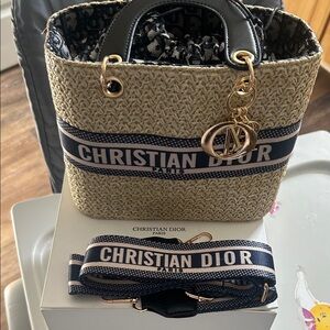 Dior GWP Novelty Navy and Beige Tote Bag